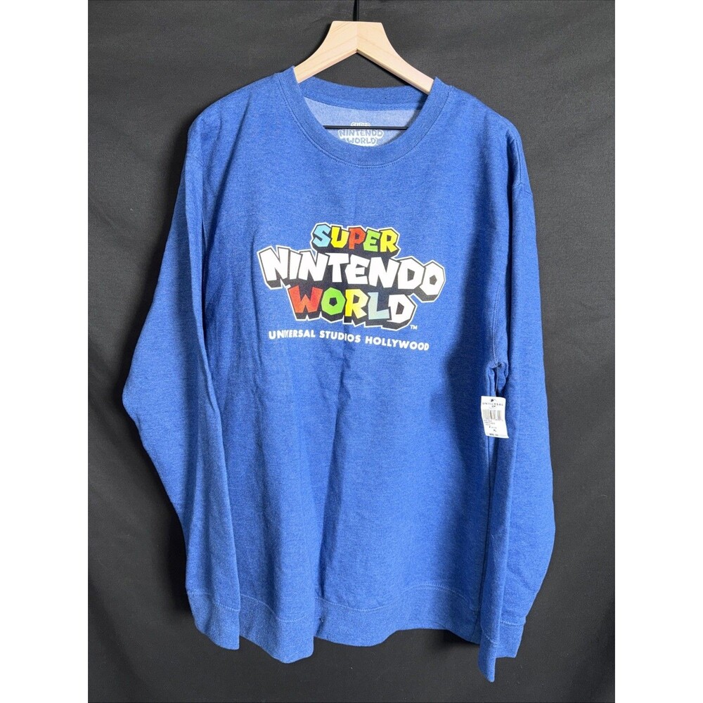 Universal Studios Hollywood Super Nintendo World Logo Crew Fleece Sweater XL